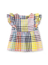 Short Sleeve Woven Ruffle Top | Paloma Plaid