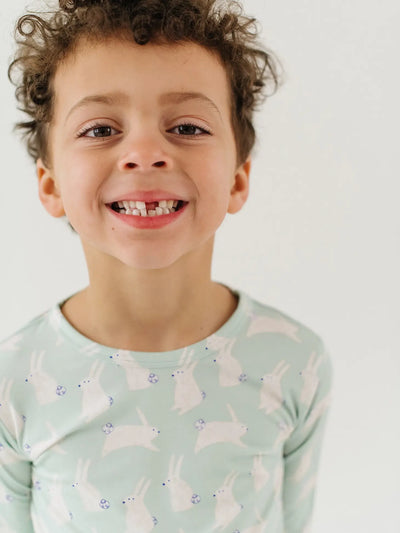 Mint Blue Bunny Easter Pajama Set