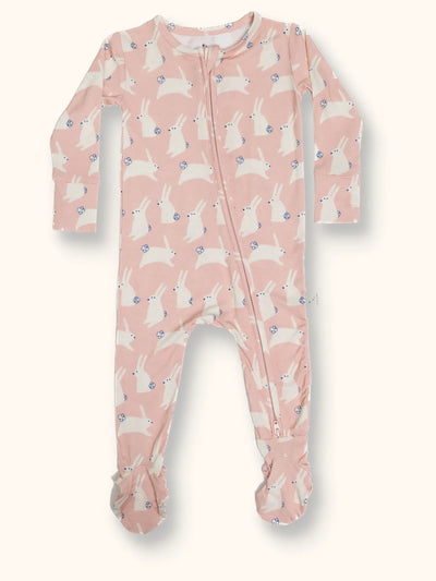 Pink Bunny Zipper Footie
