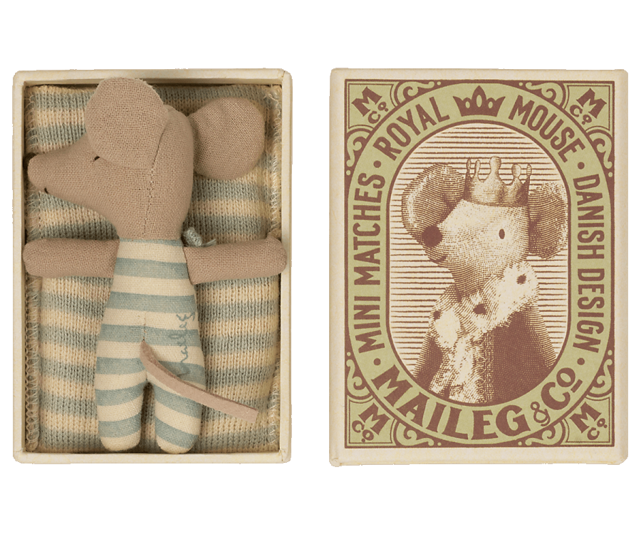 Baby Boy Sleepy/Wakey Mouse in Matchbox