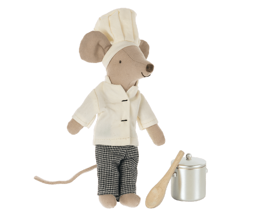 Maileg Chef Mouse with Pot and Spoon
