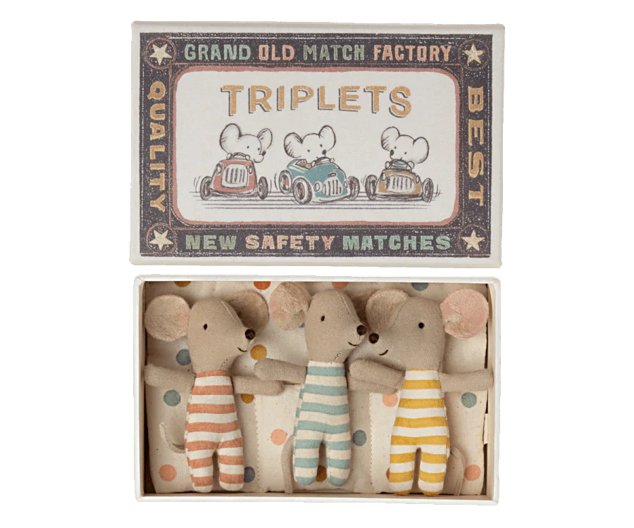 Maileg Baby Triplet Mice in Matchbox