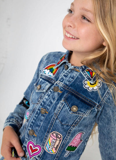 Lola and the Boys All About the Patch Crop Denim Jacket